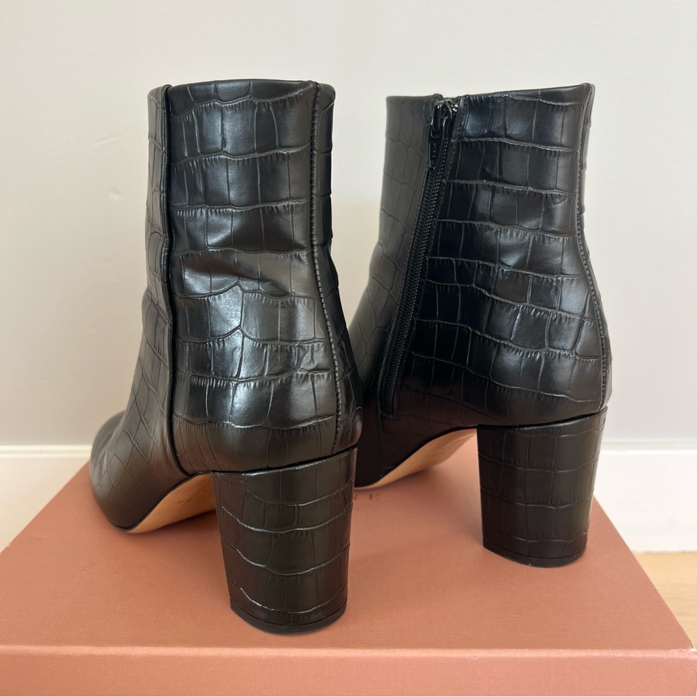 Sezane Black Croc-Patterned Ankle Booties - Picture 6 of 15